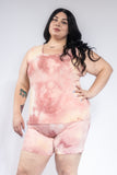 Plus Size Tie Dye Tank Top and Biker Shorts Set