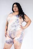 Plus Size Tie Dye Tank Top and Biker Shorts Set