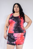 Plus Size Tie Dye Tank Top and Biker Shorts Set