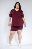 PLUS SIZE V NECK SHORTS SET