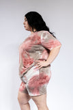 TIE DYE PLUS SIZE V NECK SHORTS SET