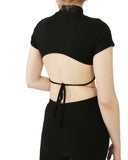 Cropped Backless Top and Legging Pants Set