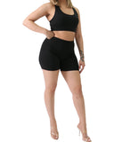 Ribbed Crop Top and Shorts Set