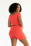 219 Ribbed Off shoulder and Shorts Set
