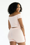 219 Ribbed Off shoulder and Shorts Set